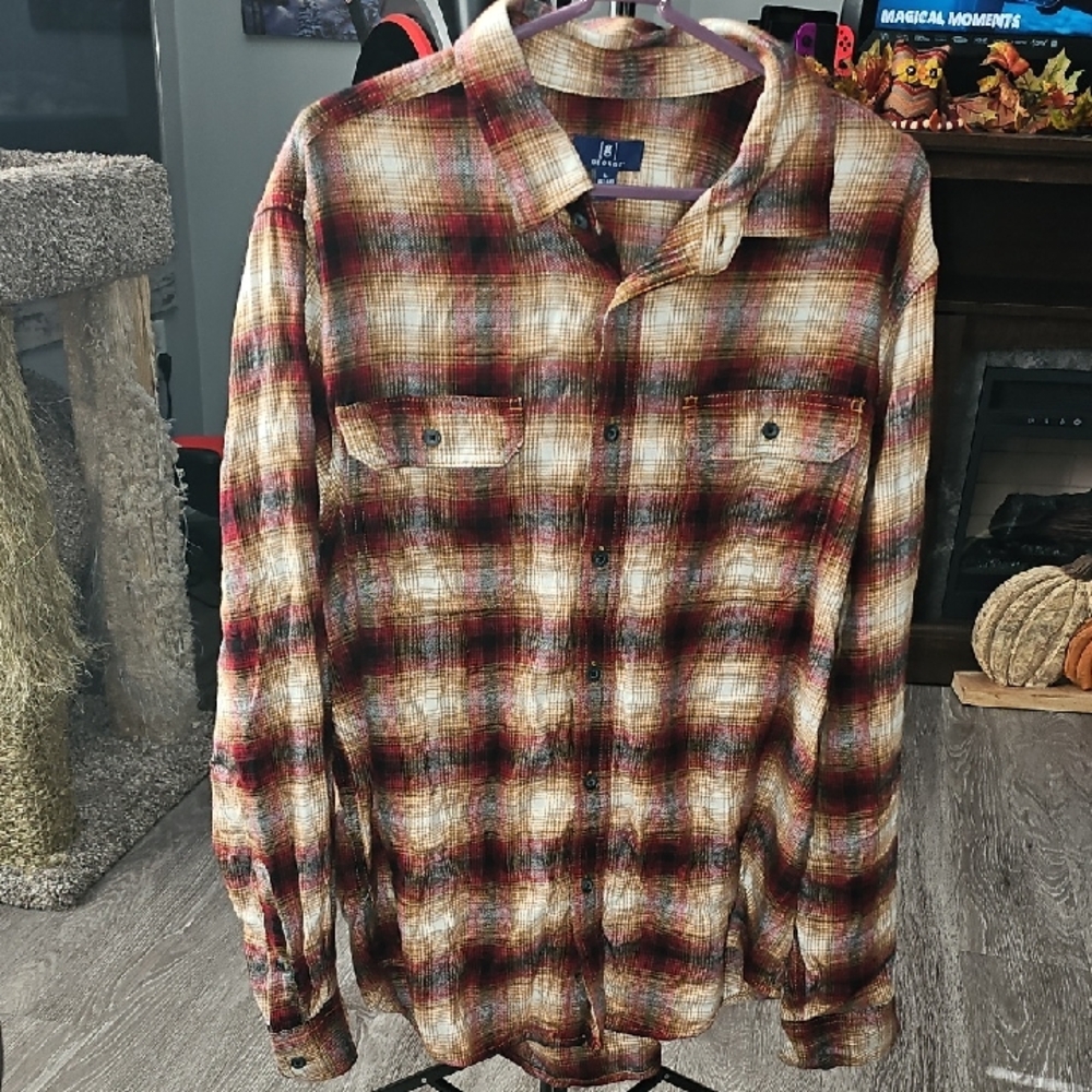 GEORGE Mens Flannel Button Down Shirt!!! Mens Sz Large